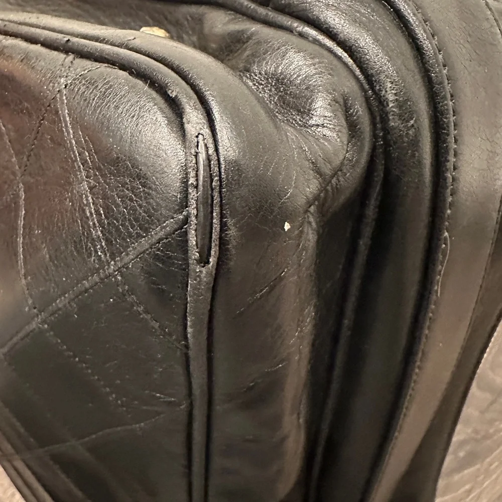 CHANEL Black Quilted Leather Briefcase